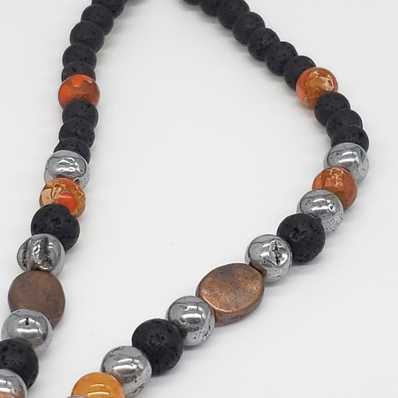 Boho 💥 Druzy, Lava, Jasper, Copper Bead Necklace - Picture 11 of 11